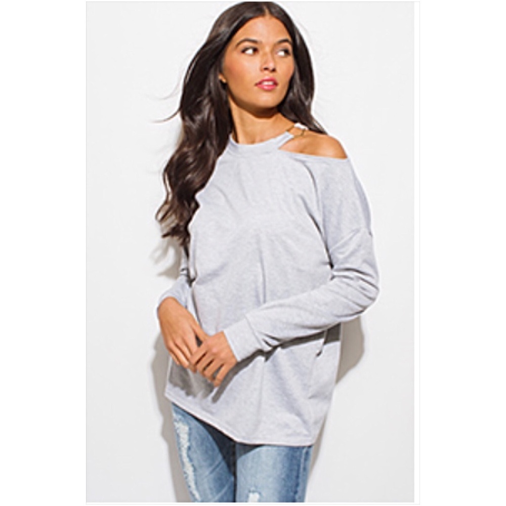 Cutest Sweatshirt Ever Gray Off Shoulder Sold - Picture 4 of 7
